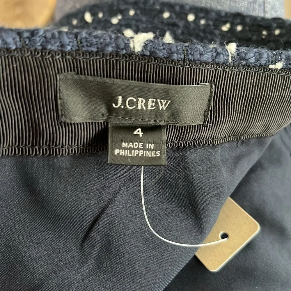 J CREW No. 2 Pencil Skirt in Navy Spotted Tweed NWT Size 4